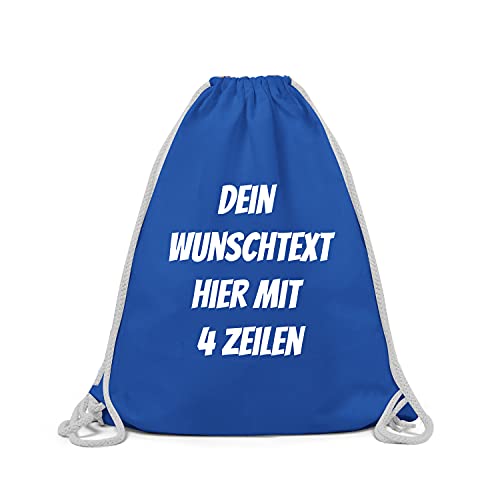 GERLINOVA Schöner Turnbeutel mit Wunschtext, Sporttasche, Rucksack zum Selbst bedrucken Royal Blau von GERLINOVA