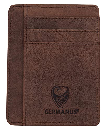 GERMANUS Kreditkartenetui - Made in EU - Geldbörse Leder Etui für Kreditkarten und Visitenkarten (Braun II) von GERMANUS