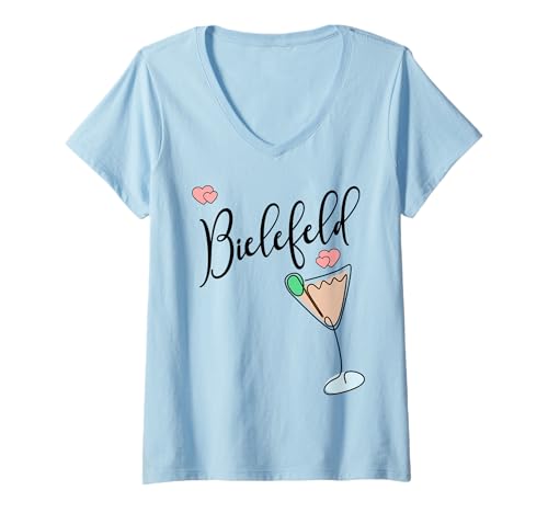 Damen MINIMALISTISCHE ZEICHNUNG BAR OSTWESTFALEN OWL BIELEFELD T-Shirt mit V-Ausschnitt Damen MINIMALISTISCHE ZEICHNUNG BAR OSTWESTFALEN OWL BIELEFELD T-Shirt mit V-Ausschnitt von GERMANY VACATION GERMAN EUROPE CITY TRAVEL
