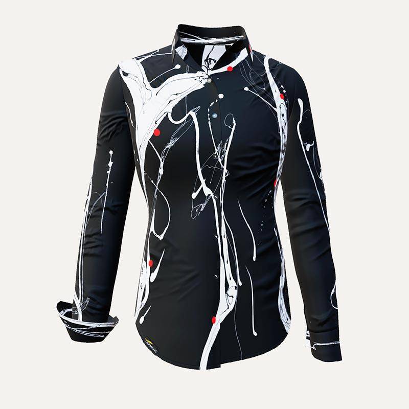 BLACK SWAN - Schwarze Bluse mit weißer Zeichnung - GERMENS von GERMENS DE