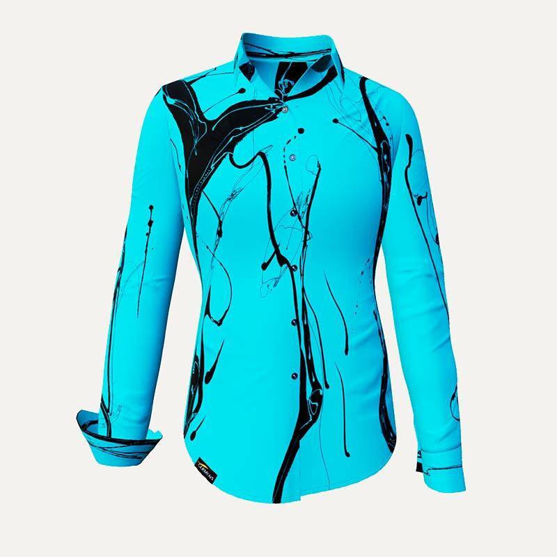 BLUE SWAN - Hellblaue Bluse mit schwarzer Zeichnung - GERMENS BLUE SWAN - Hellblaue Bluse mit schwarzer Zeichnung - GERMENS von GERMENS DE