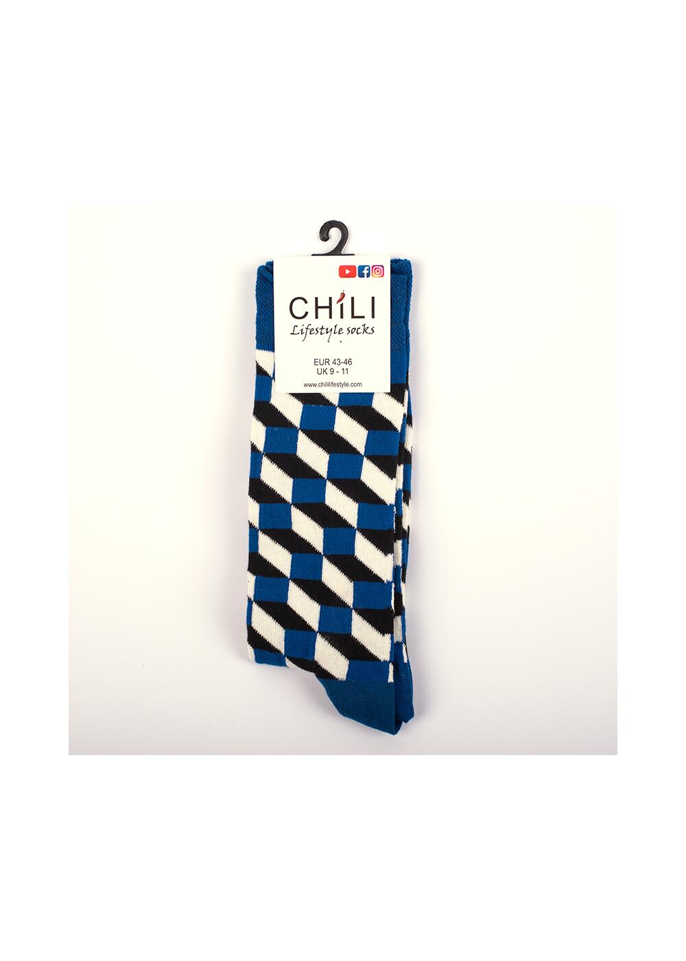 BLUE WHITE BLACK RHOMBUS - Bunte Socken - Unisex von GERMENS DE
