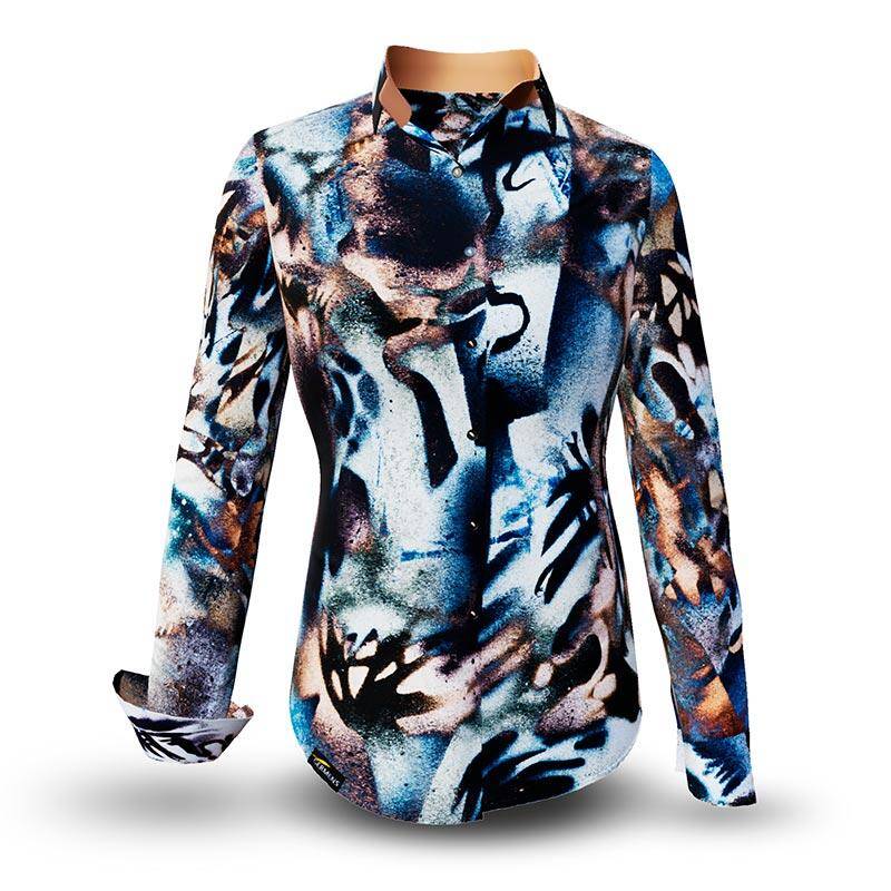 BRUSH - Beige blaue Damenbluse - GERMENS BRUSH - Beige blaue Damenbluse - GERMENS von GERMENS DE