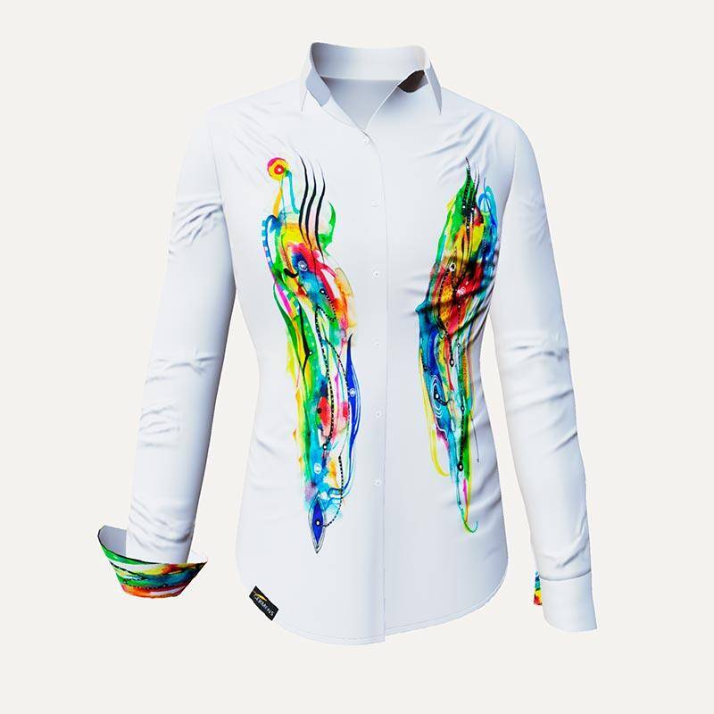 CINGA - Weiße Bluse mit farbiger Zeichnung - GERMENS CINGA - Weiße Bluse mit farbiger Zeichnung - GERMENS von GERMENS DE