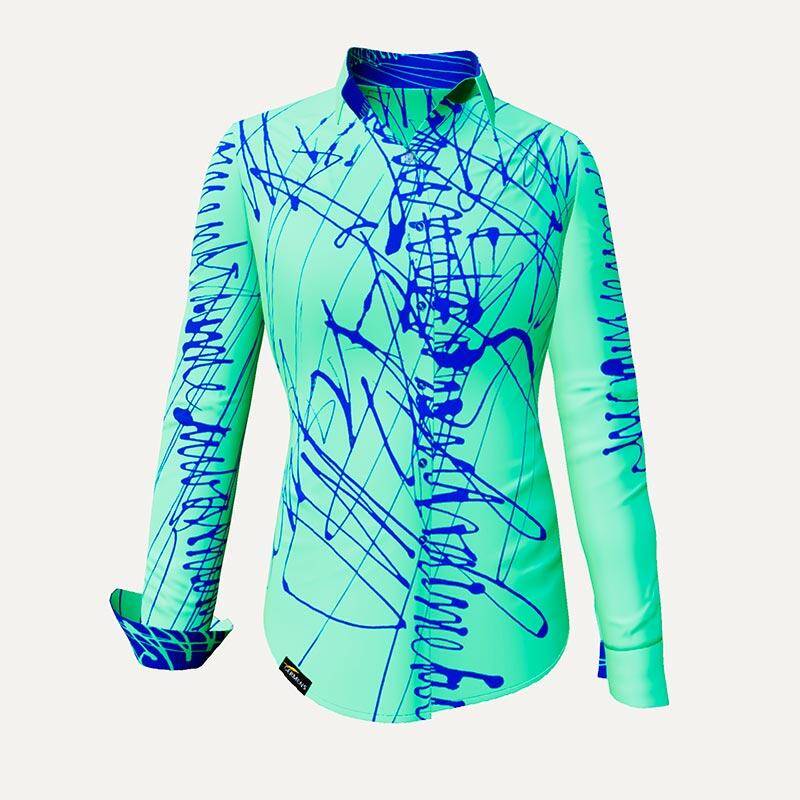 DENADA MINT - Türkise Bluse mit blauen Strichen - GERMENS DENADA MINT - Türkise Bluse mit blauen Strichen - GERMENS von GERMENS DE