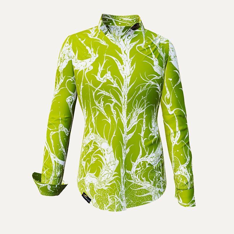 DORNRÖSCHEN GREEN - Hellgrüne Bluse mit weißer Zeichnung - GERMENS DORNRÖSCHEN GREEN - Hellgrüne Bluse mit weißer Zeichnung - GERMENS von GERMENS DE