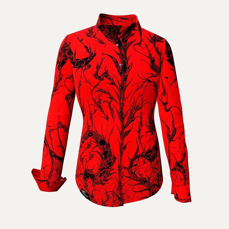 DORNRÖSCHEN RED - Rote Bluse mit schwarzer Zeichnung - GERMENS DORNRÖSCHEN RED - Rote Bluse mit schwarzer Zeichnung - GERMENS von GERMENS DE