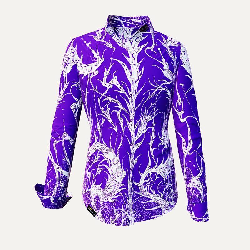DORNRÖSCHEN VIOLET - Violette Bluse mit weißer Zeichnung - GERMENS DORNRÖSCHEN VIOLET - Violette Bluse mit weißer Zeichnung - GERMENS von GERMENS DE
