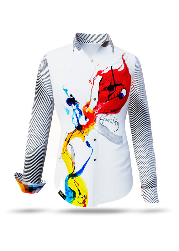 HERZBLUT - Weiße Bluse mit farbiger Grafik - GERMENS HERZBLUT - Weiße Bluse mit farbiger Grafik - GERMENS von GERMENS DE