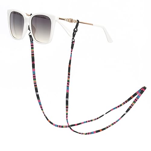 GERNEO® - Arizona – gestricktes Brillenband Stoff – Maskenband - extra lange Brillenkordel für Sonnenbrillen & Lesebrillen – diverse Brillenbänder Farben - Brillenhalter Schwarz Maskenkette Schwarz von GERNEO