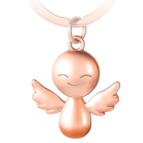 GERNEO® – DAS ORIGINAL – Alana – Premium Schutzengel Schlüsselanhänger mit warmen Lächeln – Glücksbringer in Roségold von GERNEO