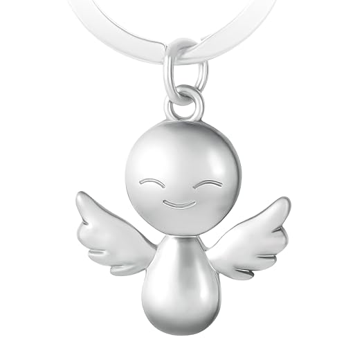 GERNEO® – DAS ORIGINAL – Alana – Premium Schutzengel Schlüsselanhänger mit warmen Lächeln – Glücksbringer in Silber von GERNEO