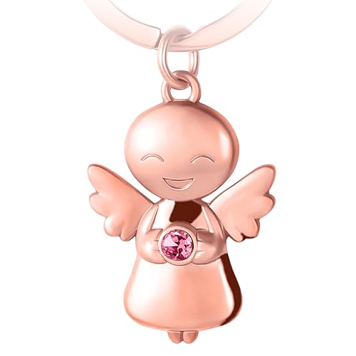 GERNEO® – DAS ORIGINAL – Claire – Premium Schutzengel Schlüsselanhänger mit schützendem Glanzstein – Glücksbringer in Roségold von GERNEO