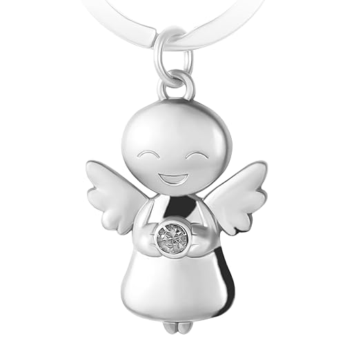 GERNEO® – DAS ORIGINAL – Claire – Premium Schutzengel Schlüsselanhänger mit schützendem Glanzstein – Glücksbringer in Silber von GERNEO