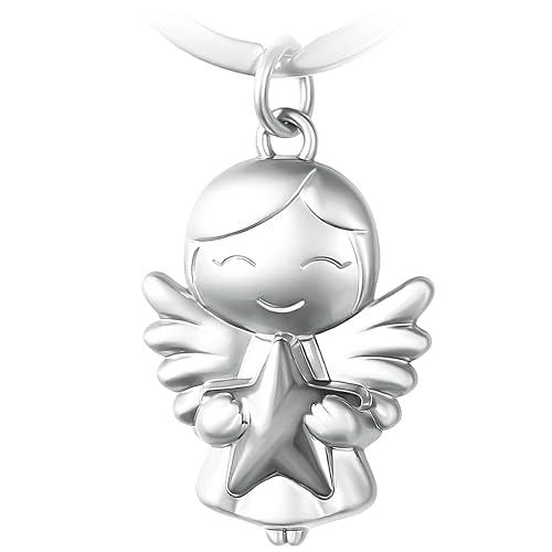 GERNEO® – DAS ORIGINAL – Emilia – Premium Engel Schlüsselanhänger – Schutzengel für Hoffnung & Freude – Glücksbringer mit Stern in Silber von GERNEO