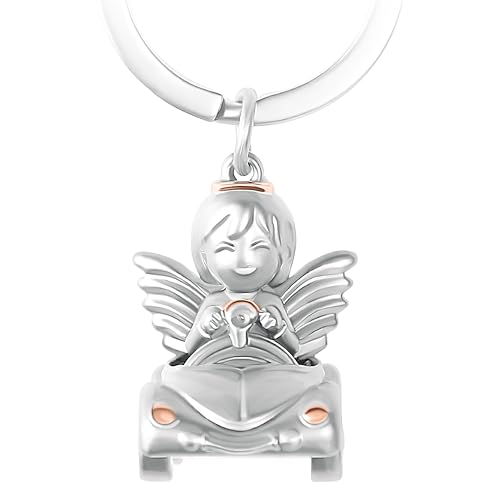 GERNEO® – DAS ORIGINAL – Jolien – Premium Schutzengel Schlüsselanhänger im Auto – Glücksbringer für sicheres Fahren in Roségold von GERNEO