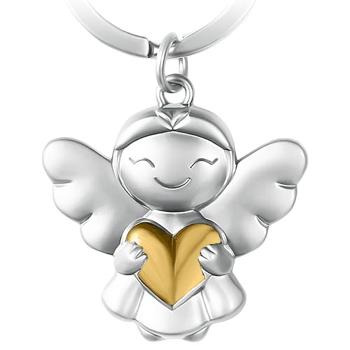 GERNEO® – DAS ORIGINAL – Melea – Premium Schutzengel Schlüsselanhänger mit Herz – Glücksbringer für Schutz & Liebe in Gold von GERNEO
