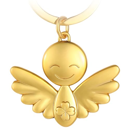 GERNEO® – DAS ORIGINAL – Nuria – Premium Schutzengel Schlüsselanhänger mit Herz – Begleiter für Schutz & Geborgenheit in Gold von GERNEO