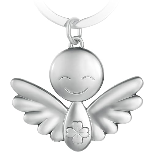 GERNEO® – DAS ORIGINAL – Nuria – Premium Schutzengel Schlüsselanhänger mit Herz – Begleiter für Schutz & Geborgenheit in Silber von GERNEO