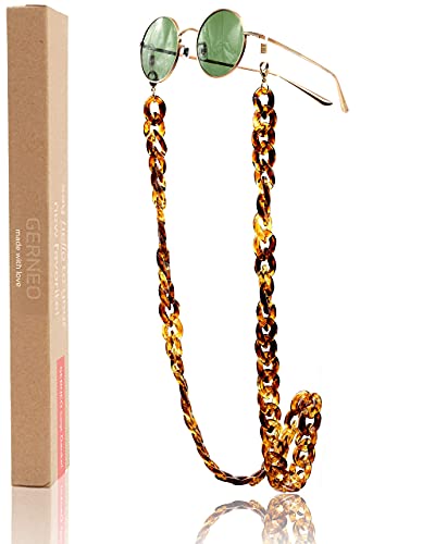 GERNEO® - Havanna – Maskenhalter & Brillenkette Gold Braun - korrosionsbeständig – einzigartig hochwertige Brillen Kette & Brillenband für Sonnenbrille & Lesebrille - Brillenkette mit Karabiner von GERNEO