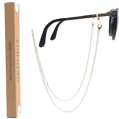 GERNEO - DAS ORIGINAL - Premium Brillenkette & Brillenband in diversen Farben - 18 Karat vergoldet in Rose - Unisex für Lesebrille & Sonnenbrille von GERNEO