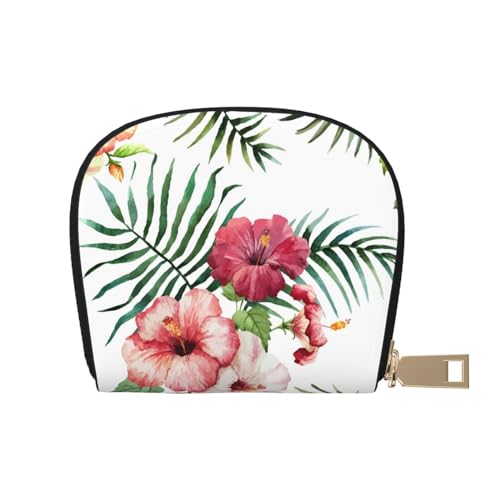 GERRIT RFID-Kreditkartenetui, Aquarell, tropisches Blumenmuster, klein, Leder, Reißverschluss, Kartenetui für Damen und Herren, Aquarell Tropical Floral1, Einheitsgröße von GERRIT