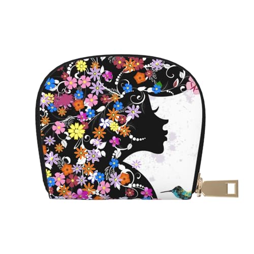 GERRIT RFID-Kreditkartenetui, Blumenmuster, Elster, Pflaume, klein, Leder, Reißverschluss, Kartenetui für Damen und Herren, Floral Girl Schmetterling Kolibri, Einheitsgröße von GERRIT