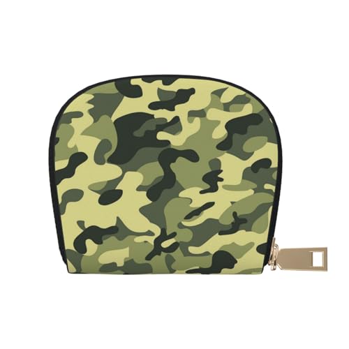 GERRIT RFID-Kreditkartenetui, Militär-Stil, Camouflage-Textur, klein, Leder, Reißverschluss, Kartenetui für Damen und Herren, Militärische Camouflage-Textur, Einheitsgröße von GERRIT