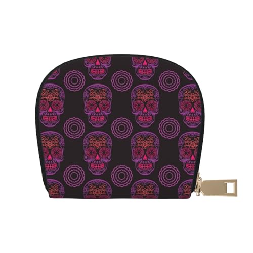 GERRIT RFID-Kreditkartenetui, Regenbogenfarben, Süßigkeiten, Einhorn, klein, Leder, Reißverschluss, Kartenetui für Damen und Herren, Purple Sugar Skulls on Black, Einheitsgröße von GERRIT