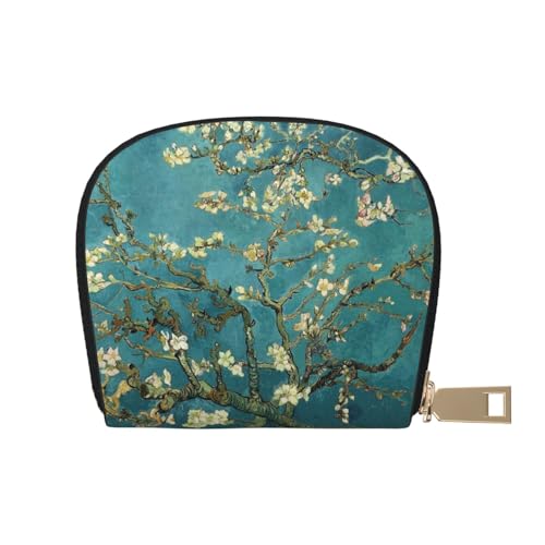 GERRIT RFID-Kreditkartenetui, blau, ethnischer Schmetterling, klein, Leder, Reißverschluss, Kartenetui für Damen und Herren, Blossoming Almond Tree, Einheitsgröße von GERRIT