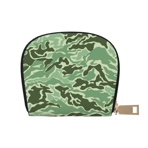 GERRIT RFID Kreditkartenetui Cartoon Katze und Maus klein Leder Reißverschluss Kartenetui Geldbörse für Damen Herren, Camouflage-Muster, Einheitsgröße von GERRIT