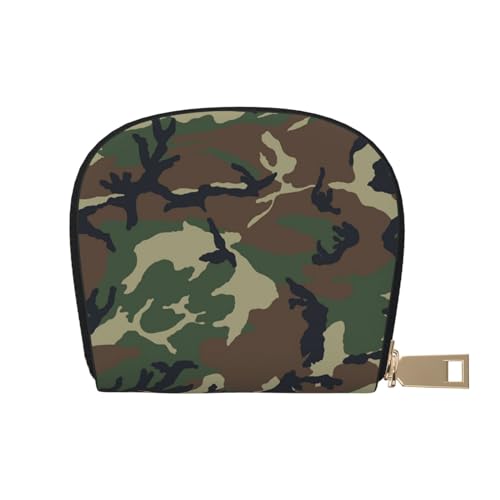 GERRIT RFID Kreditkartenetui Cartoon Katze und Maus klein Leder Reißverschluss Kartenetui Geldbörse für Damen Herren, Camouflage Woodland Texture, Einheitsgröße von GERRIT