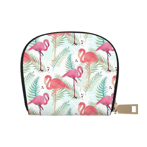 GERRIT RFID-Kreditkartenetui mit Flamingo-Muster mit Wolken, klein, Leder, Reißverschluss, Kartenetui für Damen und Herren, Flamingo-Muster, Einheitsgröße von GERRIT
