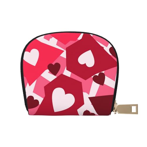 GERRIT RFID-Kreditkartenetui mit rosa Erdbeere, klein, Leder, Reißverschluss, Kartenetui für Damen und Herren, Pink Heart Love, Einheitsgröße von GERRIT