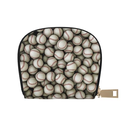 GERRIT RFID-Kreditkartenhalter, Baseball-Drucke, klein, Leder, Reißverschluss, Kartenetui für Damen und Herren, Baseball-Muster, Einheitsgröße von GERRIT