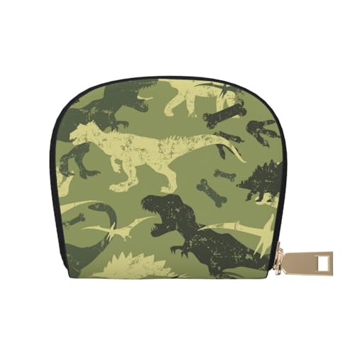 GERRIT RFID-Kreditkartenhalter, Cartoon-Dessert, klein, Leder, Reißverschluss, Kartenetui für Damen und Herren, Camouflage-Dinosaurier-Muster, Einheitsgröße von GERRIT