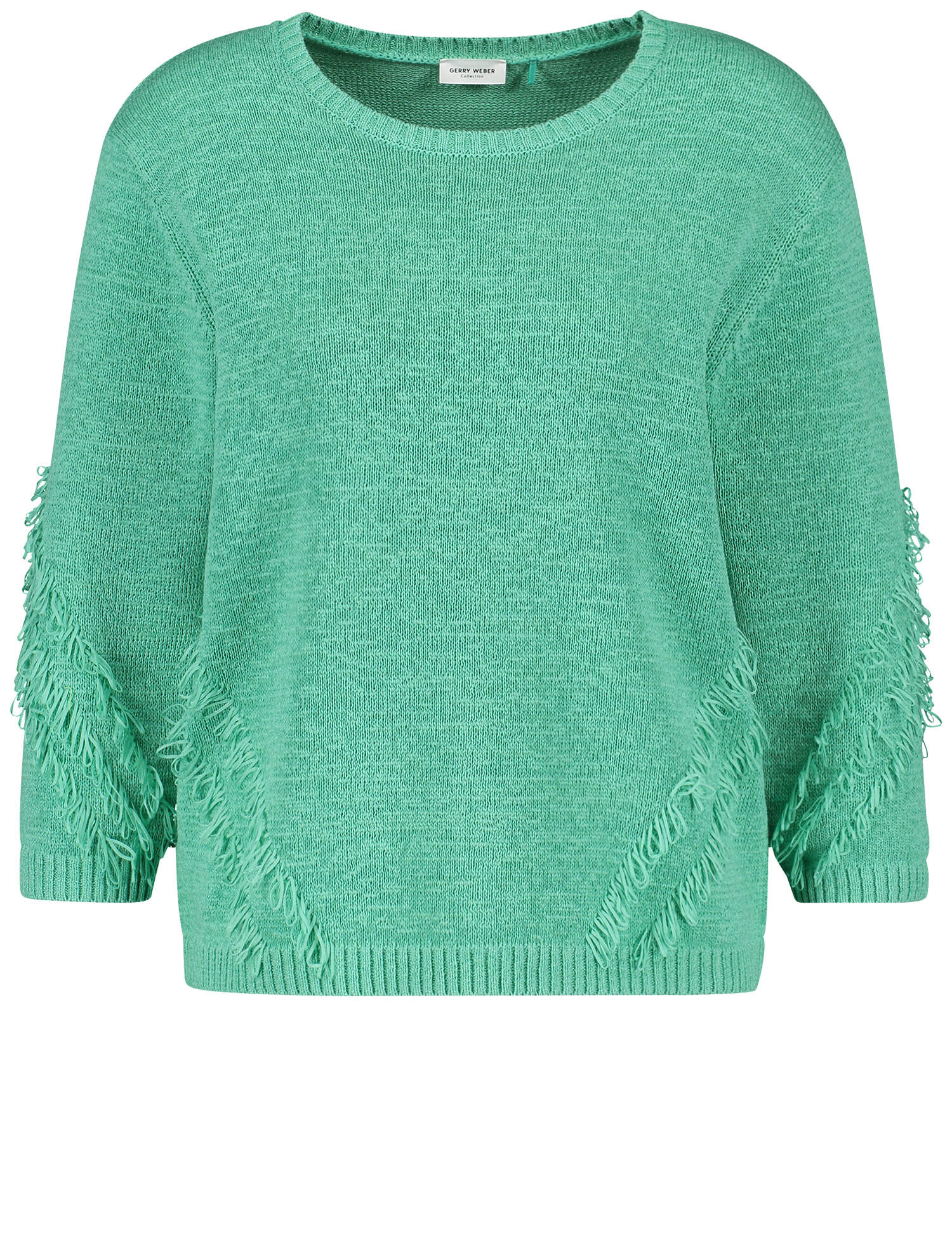 GERRY WEBER Collection - 3/4 Arm Pullover mit Fransen dusty jade - Gr. - 46 von GERRY WEBER Collection