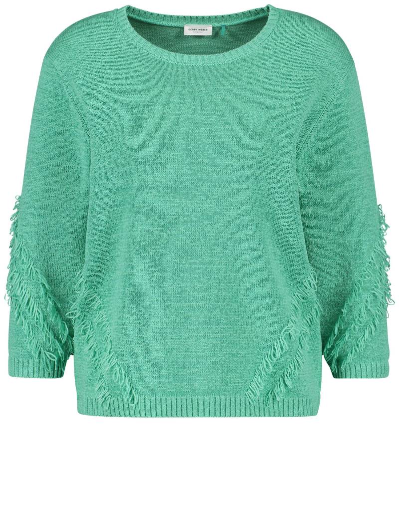 GERRY WEBER Collection - 3/4 Arm Pullover mit Fransen dusty jade - Gr. - 46 von GERRY WEBER Collection