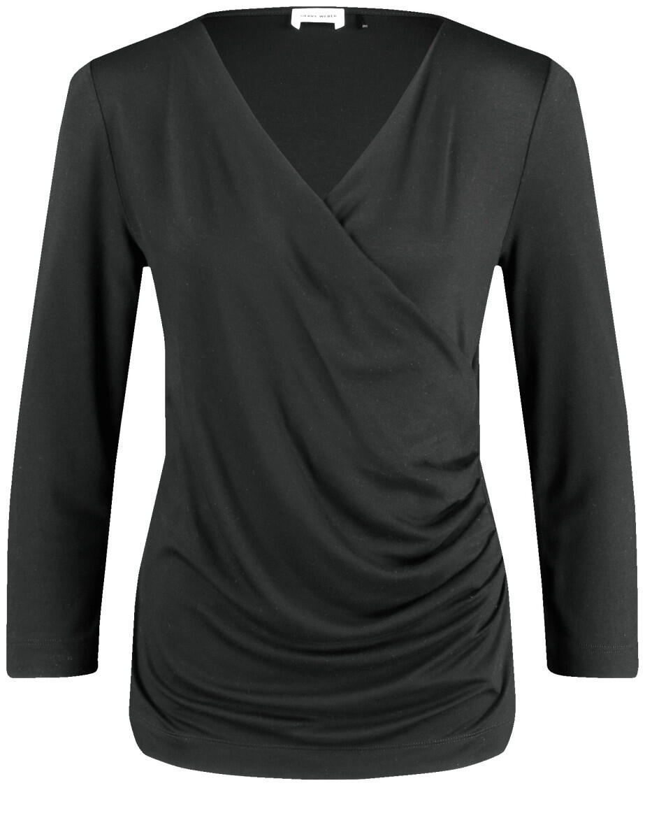 GERRY WEBER Collection - 3/4 Arm Shirt mit Wickeloptik schwarz - Gr. - 34 von GERRY WEBER Collection