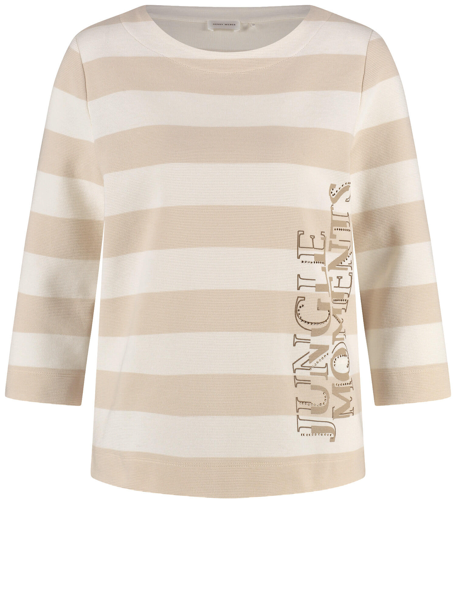 GERRY WEBER Collection - 3/4 Arm Shirt mit Ziersteinchen und Struktur sandshell/ off-white stripe - Gr. - 48 von GERRY WEBER Collection