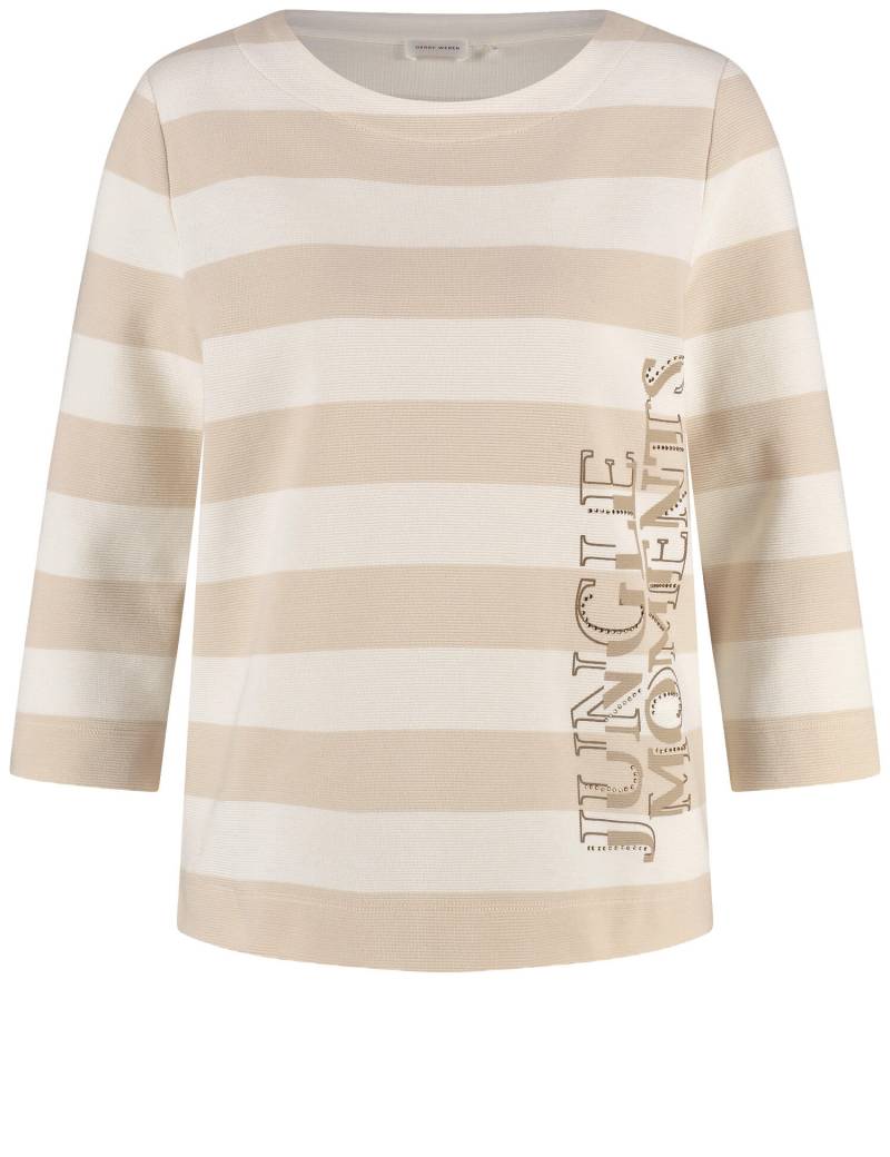 GERRY WEBER Collection - 3/4 Arm Shirt mit Ziersteinchen und Struktur sandshell/ off-white stripe - Gr. - 48 von GERRY WEBER Collection