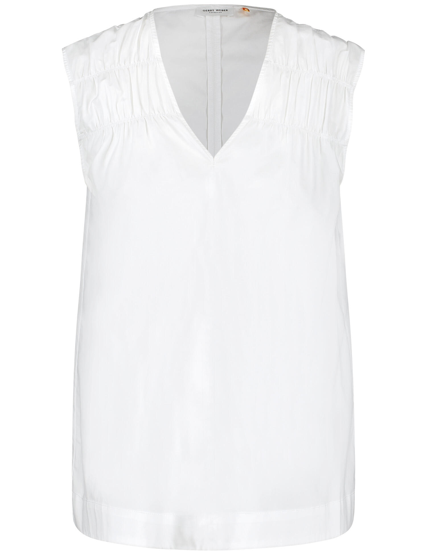 GERRY WEBER Collection - Ärmellose Baumwollbluse mit Raffung weiss/weiss - Gr. - 42 von GERRY WEBER Collection