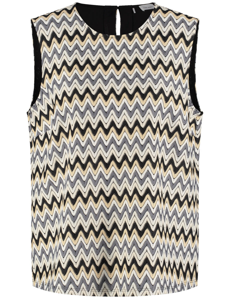 GERRY WEBER Collection - Ärmellose Bluse in Häkeloptik beige/weiß - Gr. - 40 von GERRY WEBER Collection