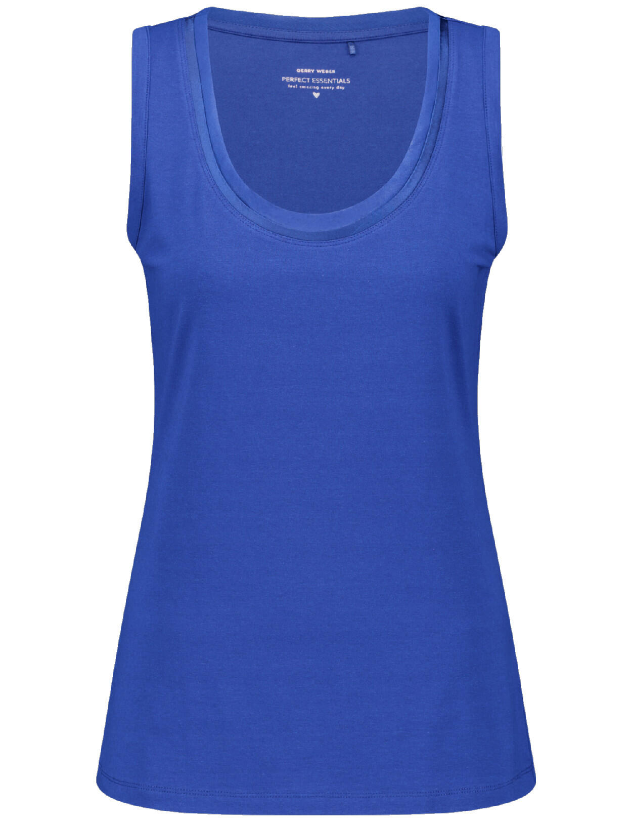 GERRY WEBER Collection - Basic Top mit Chiffonblende blau - Gr. - 34 von GERRY WEBER Collection