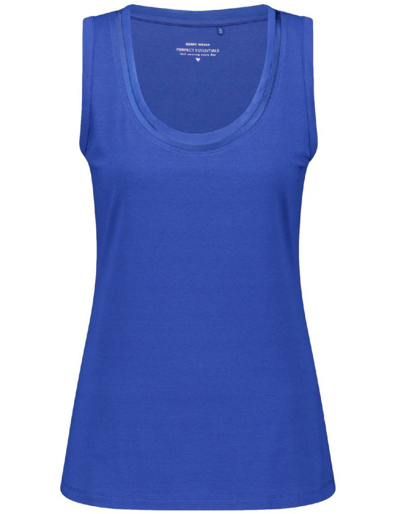 GERRY WEBER Collection - Basic Top mit Chiffonblende blau - Gr. - 34 von GERRY WEBER Collection