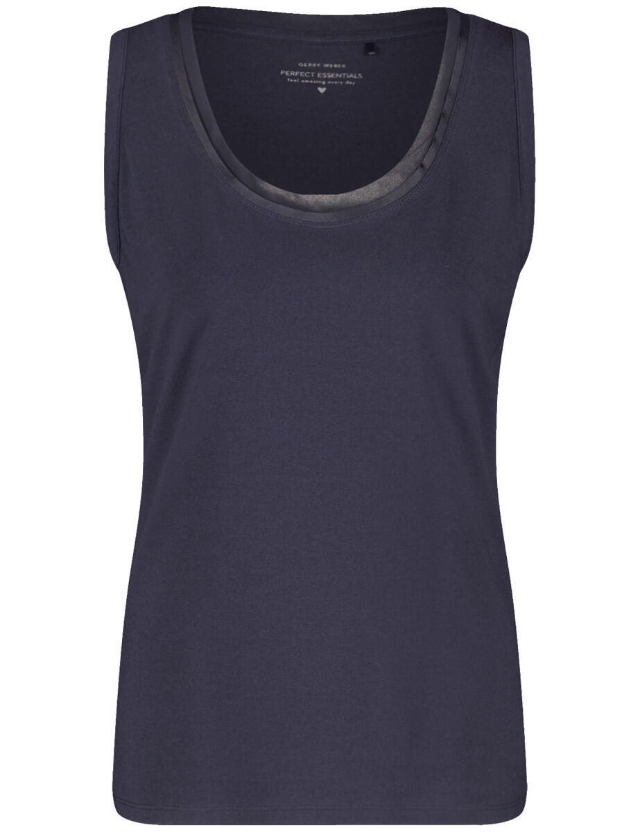GERRY WEBER Collection - Basic Top mit Chiffonblende blau - Gr. - 36 von GERRY WEBER Collection