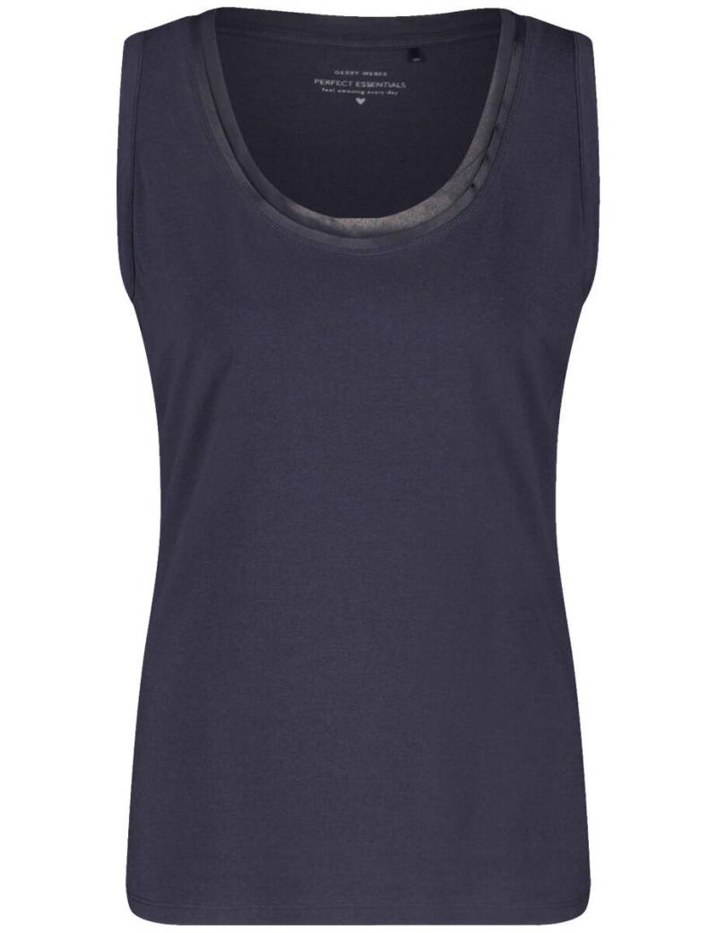 GERRY WEBER Collection - Basic Top mit Chiffonblende blau - Gr. - 36 von GERRY WEBER Collection