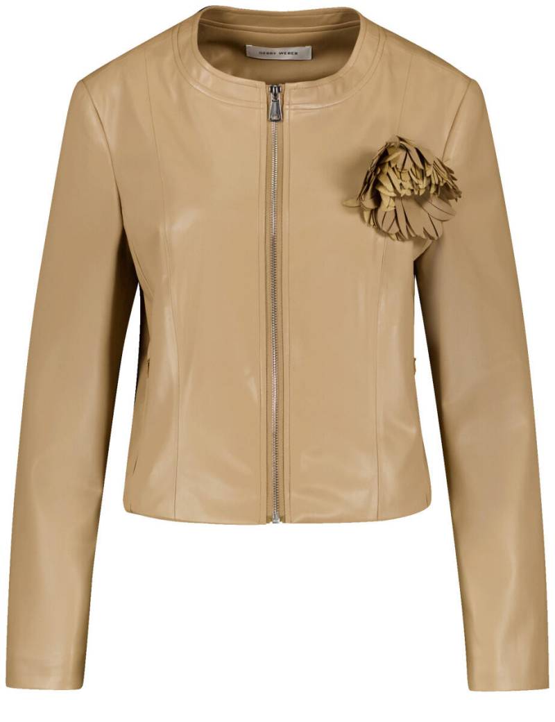 GERRY WEBER Collection - Beschichtete Blazerjacke mit Blumendetail gold - Gr. - 36 von GERRY WEBER Collection