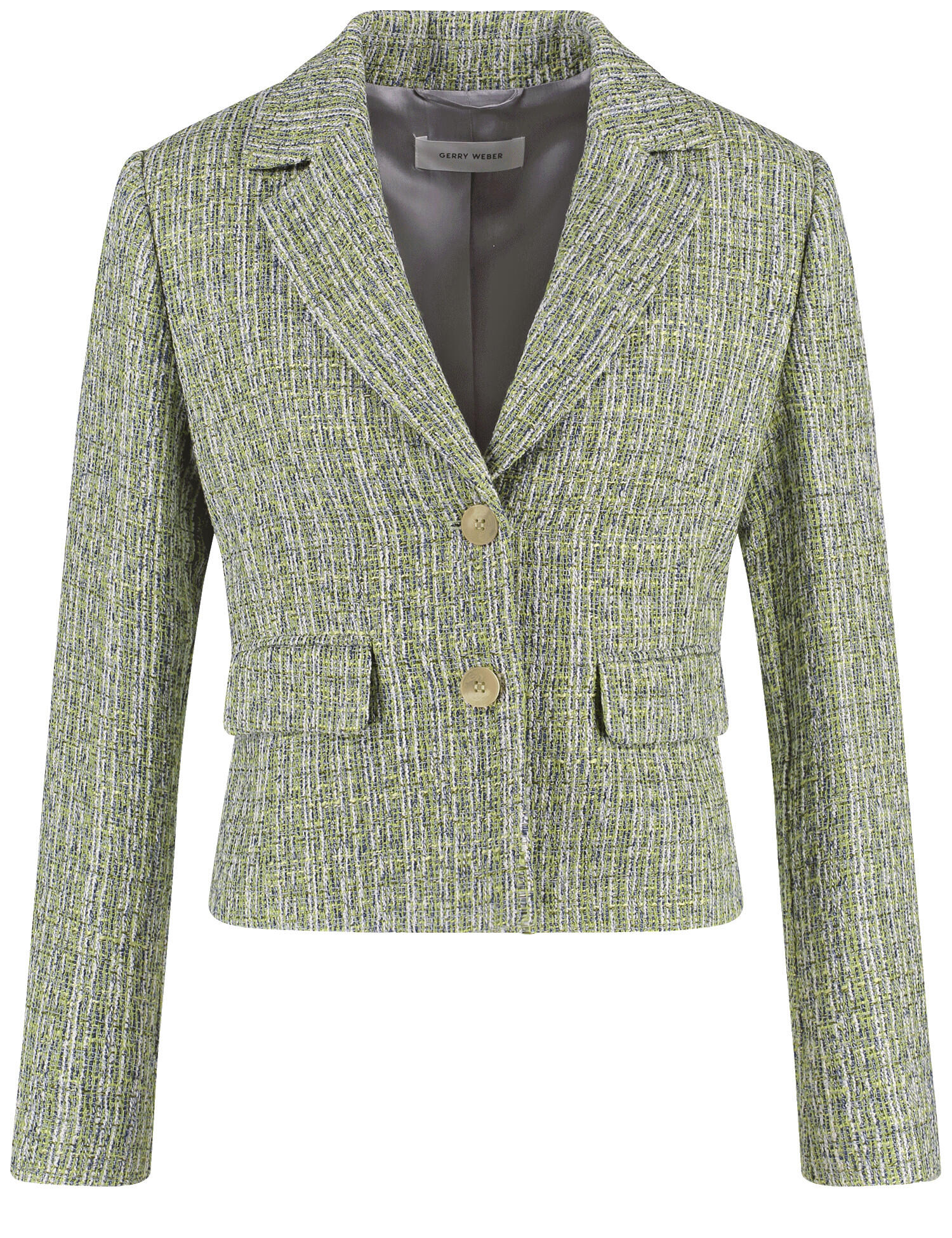GERRY WEBER Collection - Blazerjacke in Bouclé-Optik lime indigo patterned - Gr. - 48 von GERRY WEBER Collection