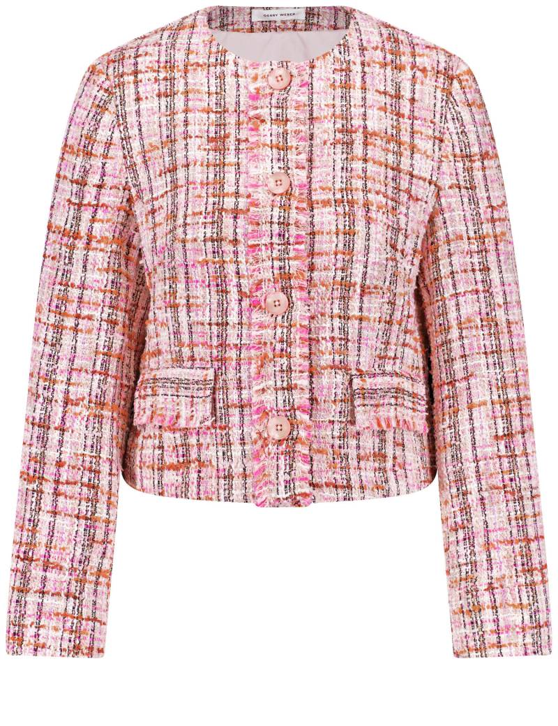 GERRY WEBER Collection - Blazerjacke in Bouclé-Optik mit Fransenkante pink sunrise patterned - Gr. - 38 von GERRY WEBER Collection